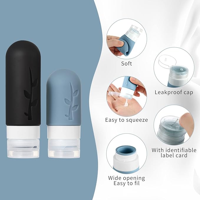 18pack Travel Bottles for Toiletries,TSA Approved Silicone Travel Containers for Toiletries,Leak Proof Refillable Liqus Shampoo And Conditioner travel Essentials toiletry Bottles - Image 4